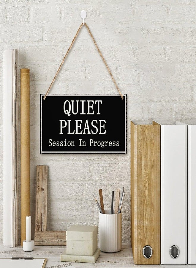 Henntile Quiet Please Session in Progress Functional Small Office/Home Treatment Room Hanging Door Sign 12 inch by 6 inch - Image 3